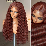 LuvMe Dark Reddish Brown OWave Glueless 5x5 Closure Lace Long Wig